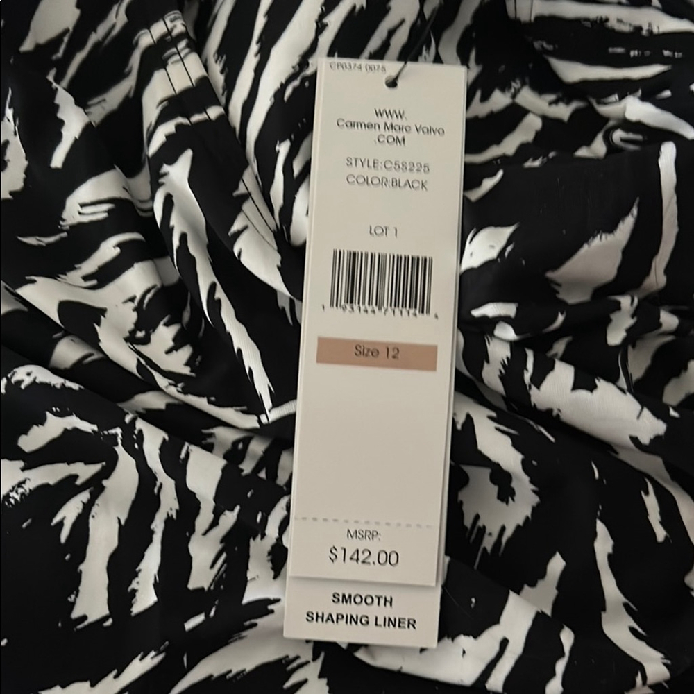 Carmen Marc Valvo Zebra Print One Piece Swimsuit NWT - Picture 4 of 6